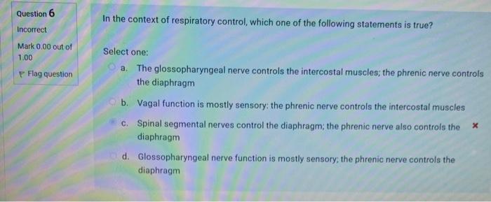 Solved Question 6 In The Context Of Respiratory Control, | Chegg.com