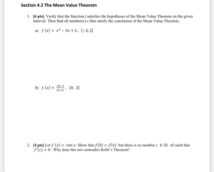Solved Section 4.2 The Mean Value Theorem 1. 16 pts). Verify | Chegg.com