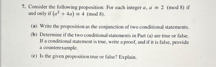 Solved 7. Consider The Following Proposition: For Each | Chegg.com