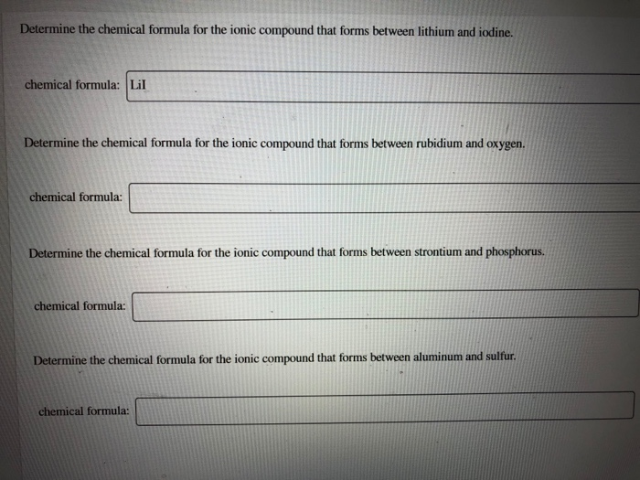 Solved Determine the chemical formula for the ionic compound 