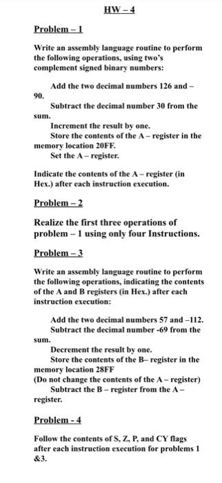 Solved HW-4 Problem - 1 Write an assembly language routine | Chegg.com