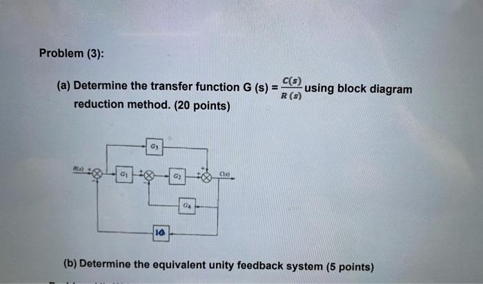 Solved Problem (3): (a) Determine The Transfer Function G 