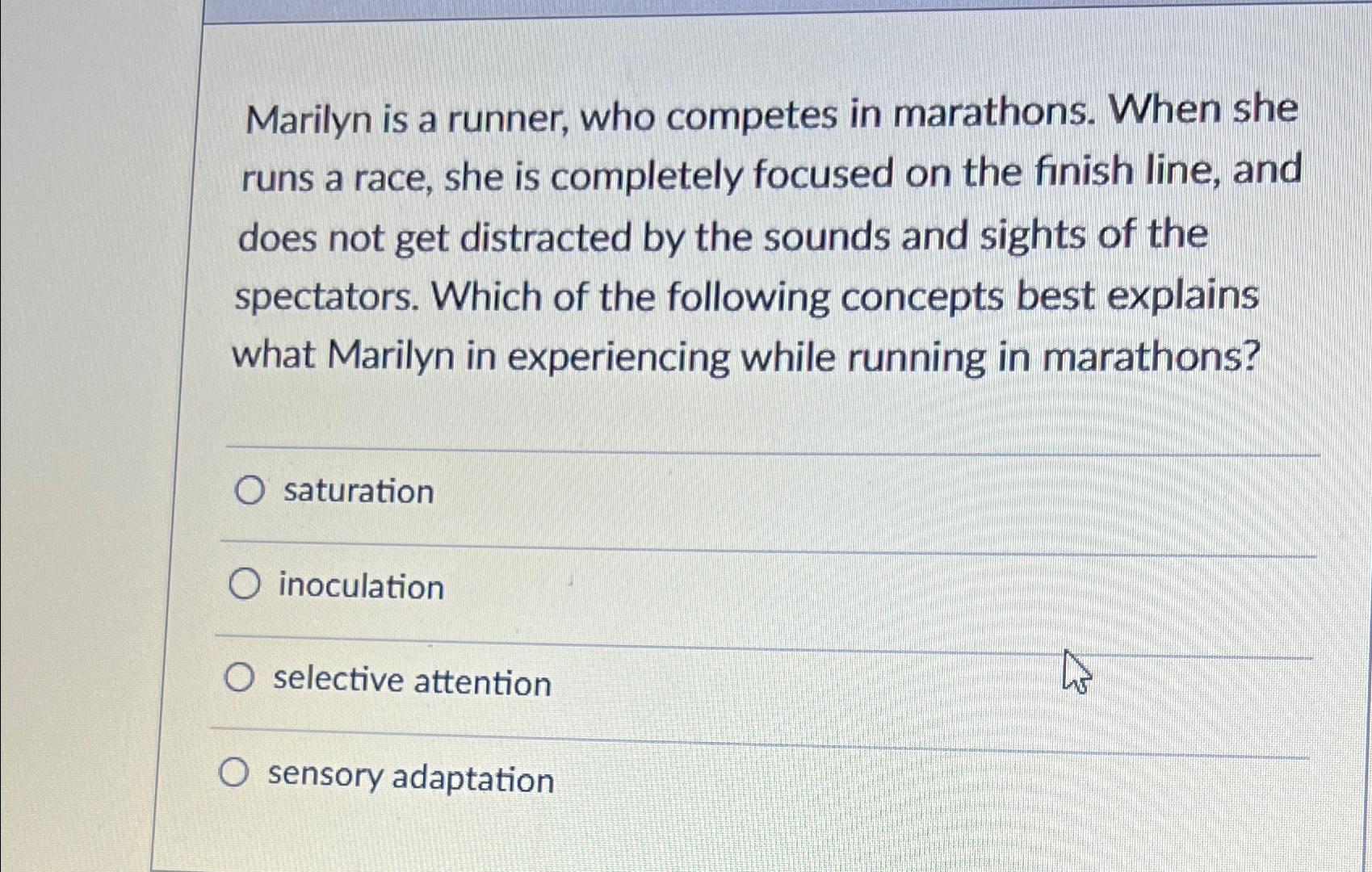 Solved Marilyn Is A Runner, Who Competes In Marathons. When | Chegg.com