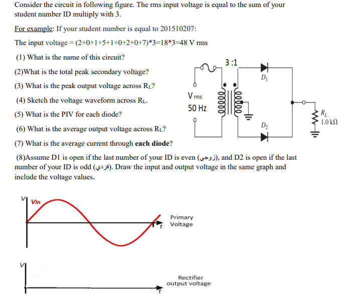 Solved Consider the circuit in following figure. The rms | Chegg.com