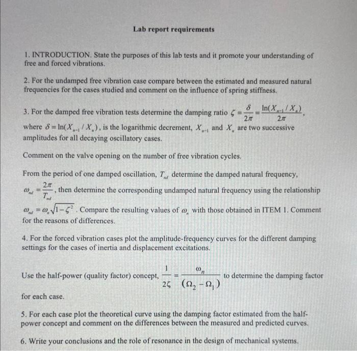 Solved 3. For The Damped Free Vibration Tests Determine The | Chegg.com