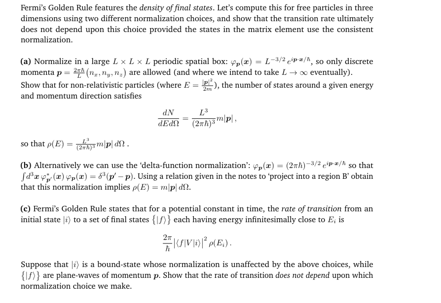 Fermi's Golden Rule features the density of final | Chegg.com