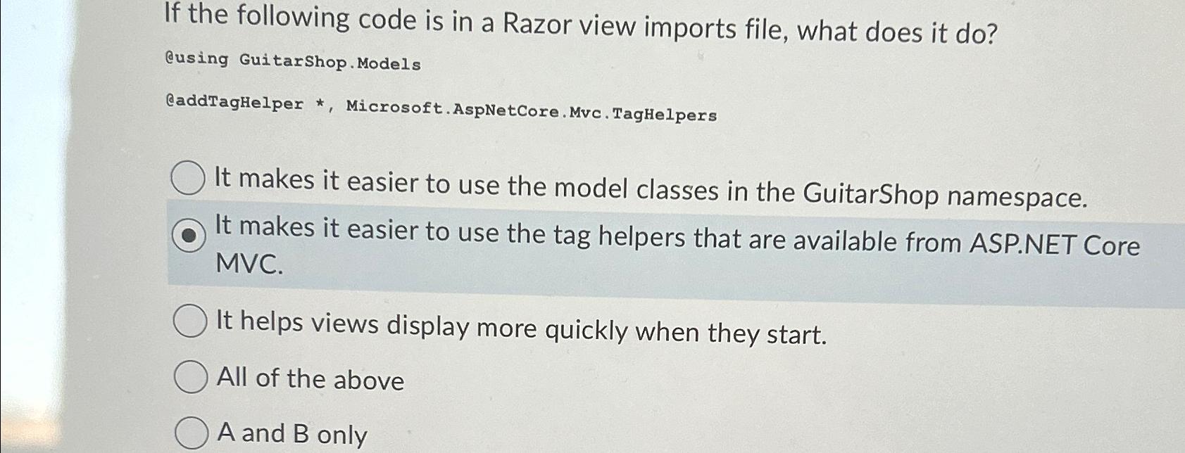 Solved If the following code is in a Razor view imports