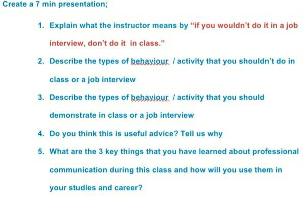 Solved Create a 7 min presentation; 1. Explain what the | Chegg.com