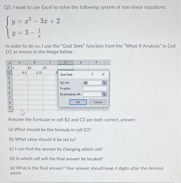Solved Q5. I want to use Excel to solve the following system | Chegg.com