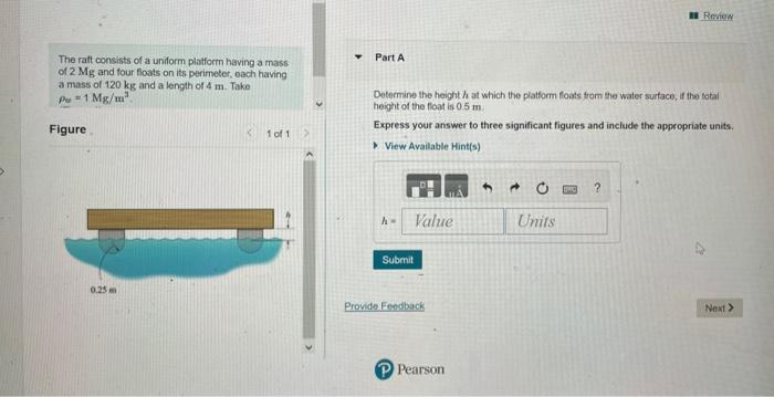 Solved The raft consists of a uniform platform having a | Chegg.com