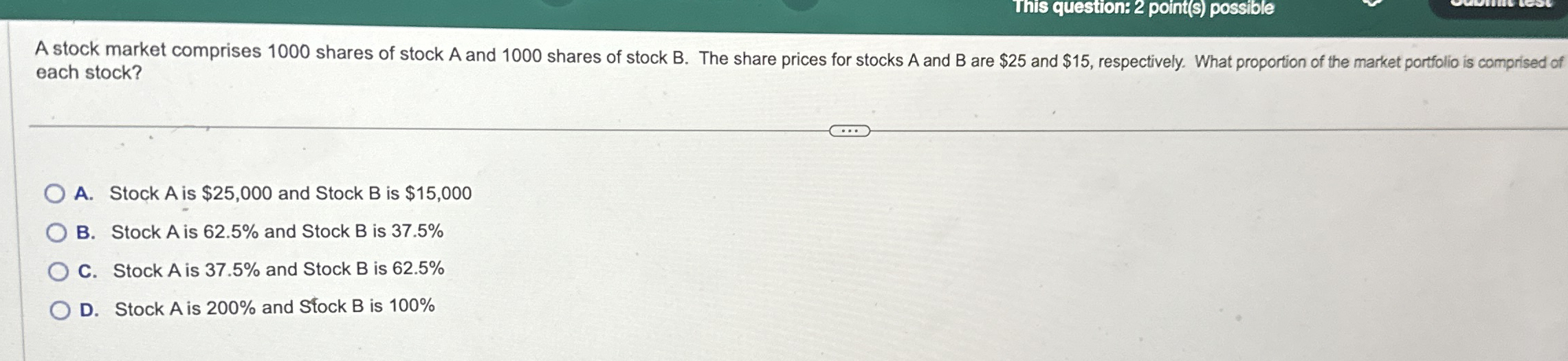Solved This question: 2 ﻿point(S) ﻿possibleA stock market | Chegg.com
