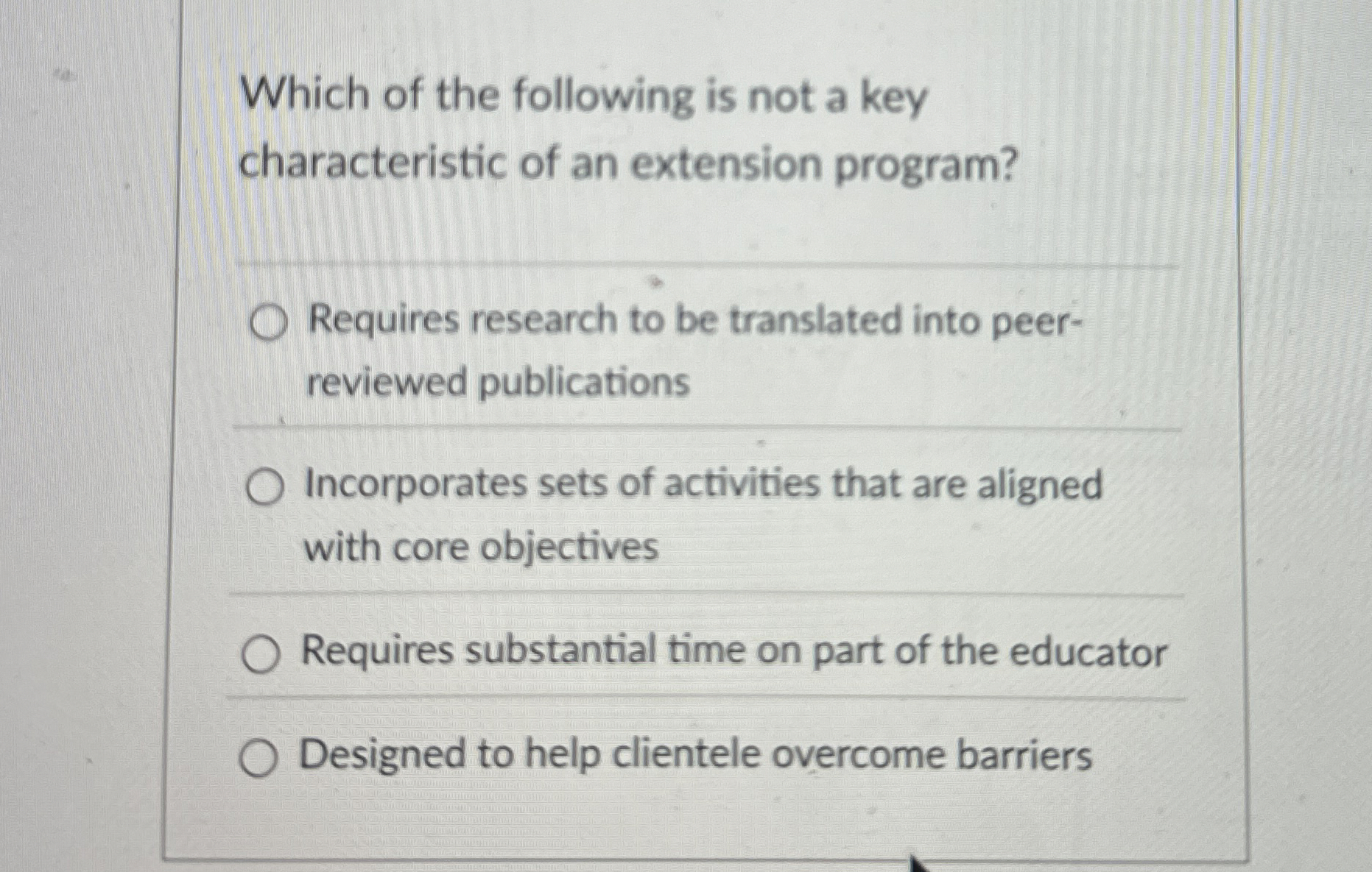 Solved Which of the following is not a key characteristic of | Chegg.com