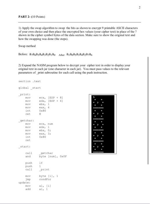 PART 2- (10 Points) 1) Apply the swap algorithm to | Chegg.com