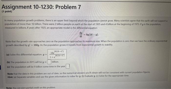 Solved In many population growth problems, there is an upper | Chegg.com