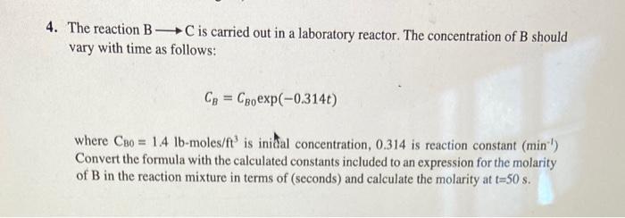 Solved The Reaction B C Is Carried Out In A Laboratory | Chegg.com