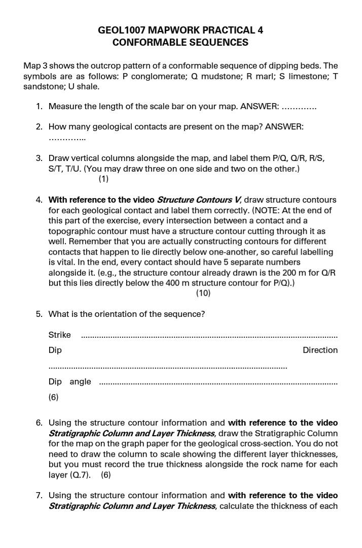 Solved GEOL1007 MAPWORK PRACTICAL 4 CONFORMABLE SEQUENCES | Chegg.com