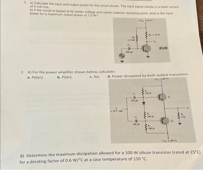 Solved QUESTION 5 a) An amplifier is rated at 40 W output