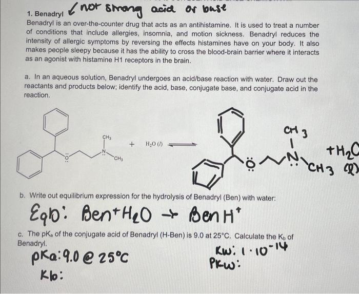 Solved 1. Benadryl Benadryl is an overthecounter drug that