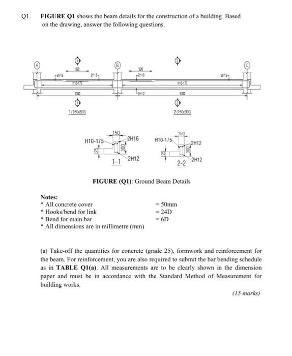 Solved Q1. FIGURE Q1 Shows The Beam Details For The | Chegg.com