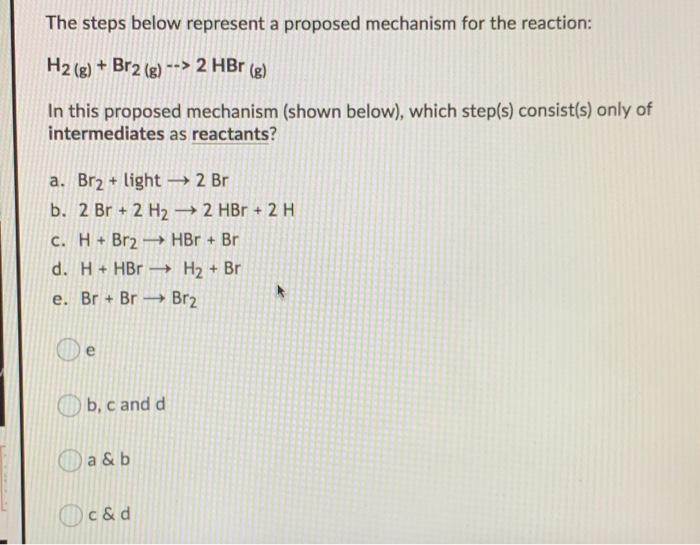 Solved The steps below represent a proposed mechanism for | Chegg.com