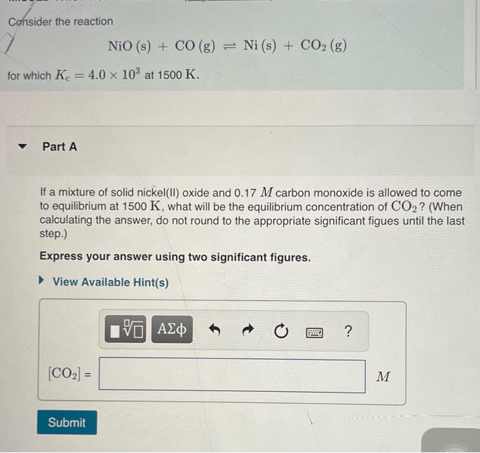 Solved Consider The Following Reaction: CO(g)+2H2( | Chegg.com