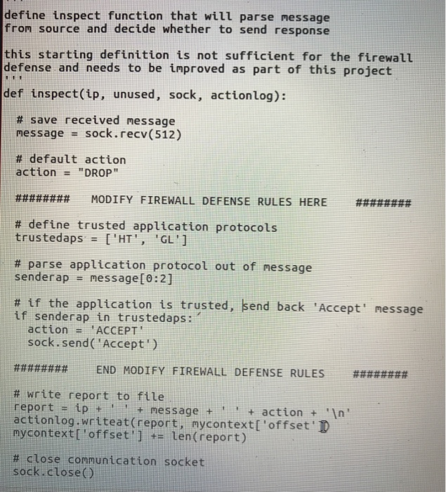 Solved define inspect function that will parse message from | Chegg.com