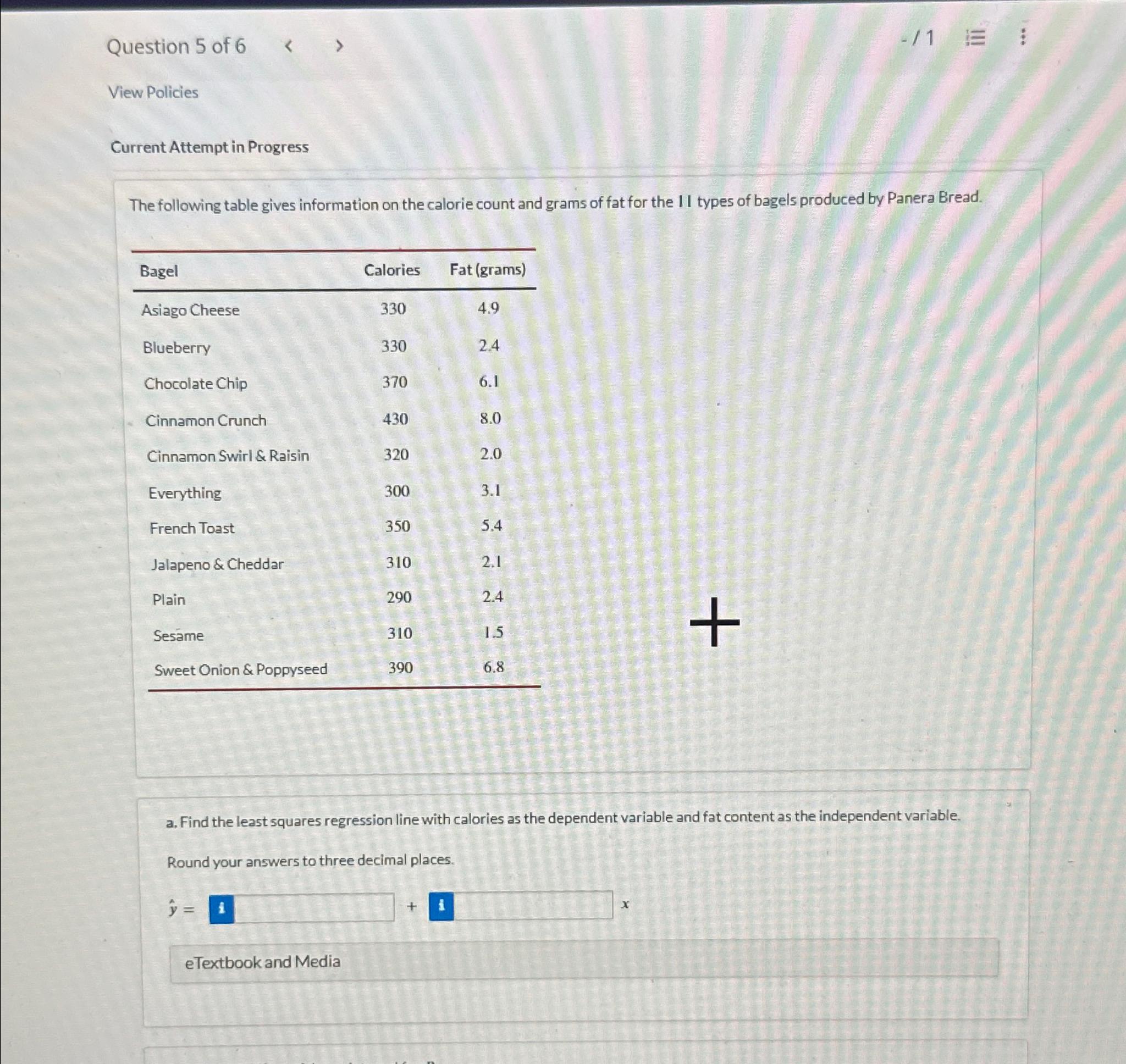 Solved Question 5 ﻿of 6-11View PoliciesCurrent Attempt in | Chegg.com