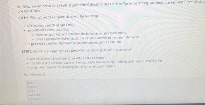 Solved In this lab, we will look at the Linkedlist type of | Chegg.com