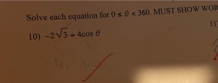 Solved Solve Each Equation For 0 Lt Or Equal To Theta Lt Chegg Com