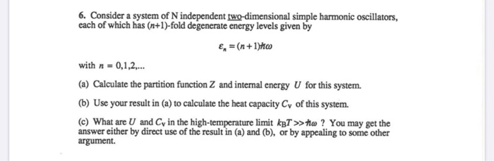 Solved 6. Consider a system of N independent two-dimensional | Chegg.com