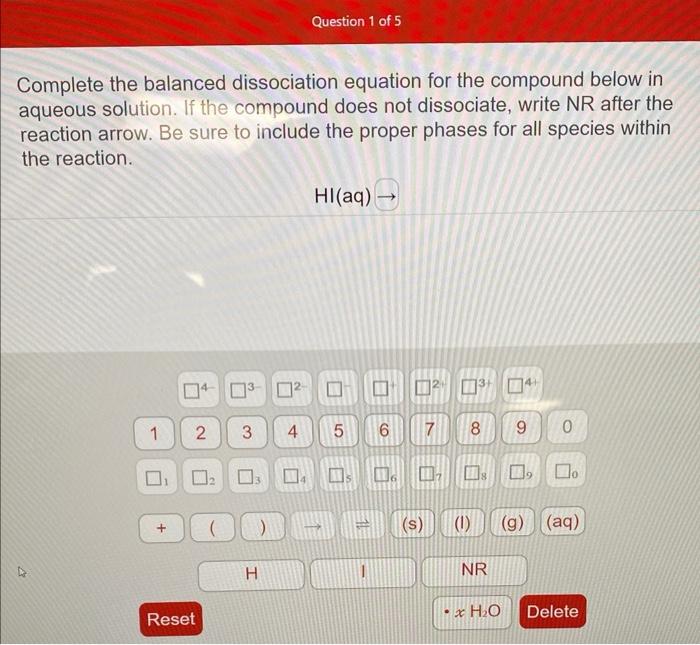 Solved Complete The Balanced Dissociation Equation For The Chegg Com