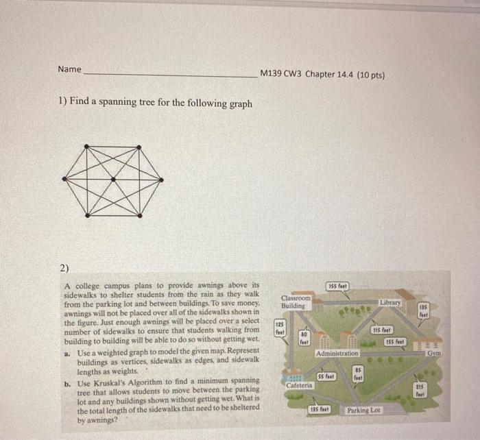 Solved Name M139 CW3 Chapter 14.4 (10 pts) 1) Find a | Chegg.com