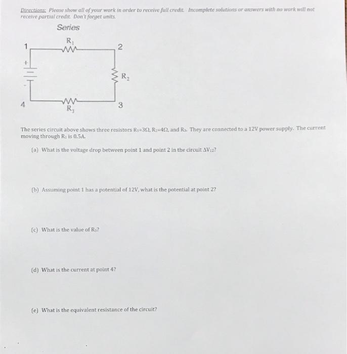 Solved Directions: Please show all of your work in order to | Chegg.com