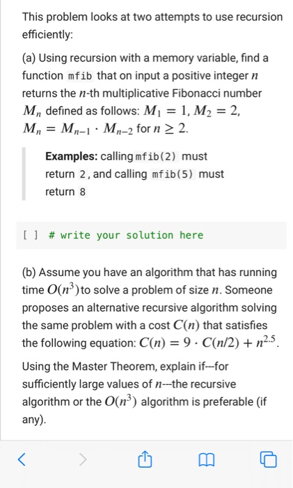 Solved This problem looks at two attempts to use recursion | Chegg.com