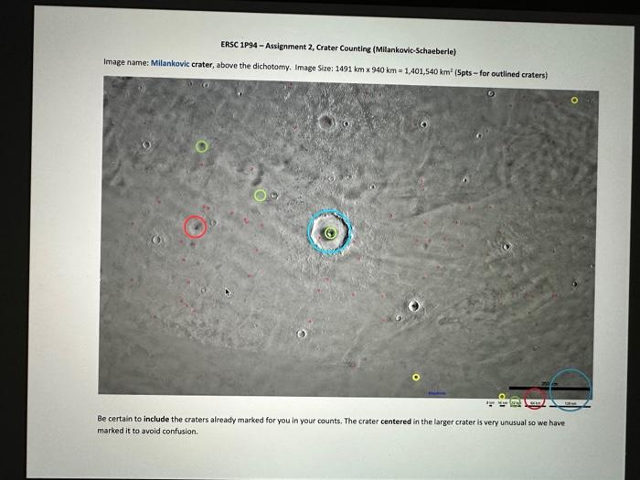 ERSC 1P94 - Assignment 2, Crater Counting | Chegg.com