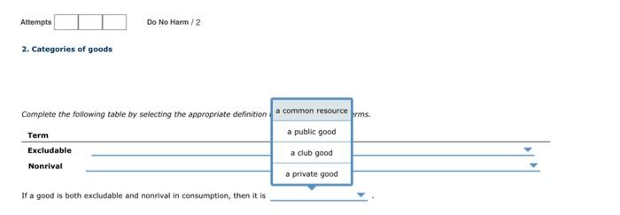 Solved Attempts Do No Harm / 2 2. Categories of goods | Chegg.com