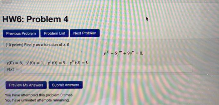 Solved HW6: Problem 4 Previous Problem Problemn List Next | Chegg.com