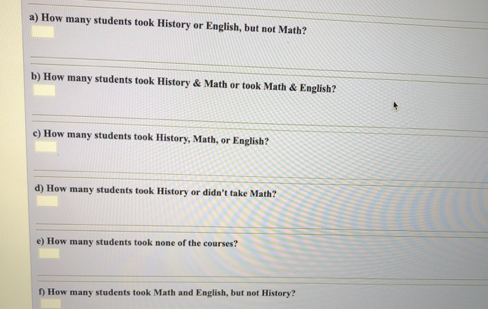 Solved How Many Students Took History Or English But Not - 