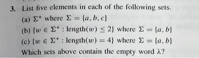 Solved 3. List five elements in each of the following sets. | Chegg.com