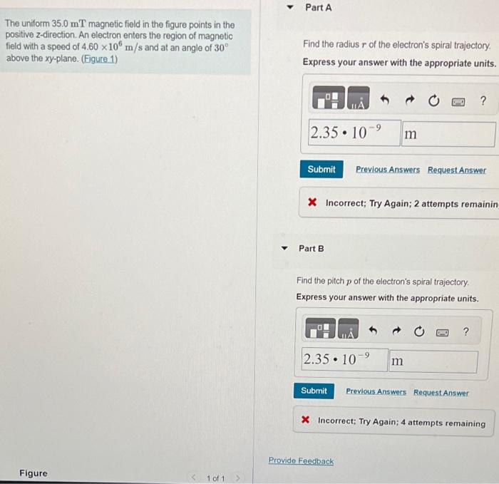Solved The uniform 35.0 mT field in the figure