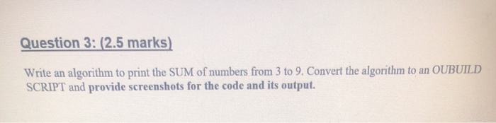 Solved Question 3: (2.5 marks) Write an algorithm to print | Chegg.com