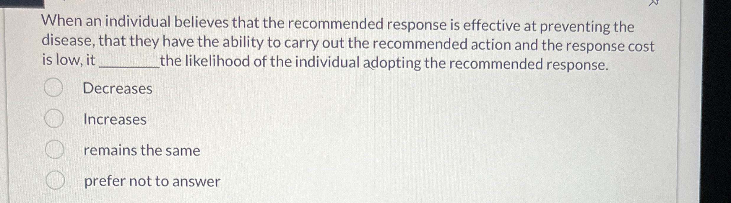 Solved When an individual believes that the recommended | Chegg.com