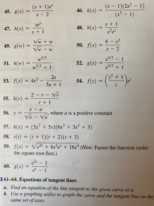 Solved Practice Exercises 19 60 Derivatives Find And Sim Chegg Com