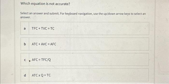 Solved Which Equation Is Not Accurate? Select An Answer And | Chegg.com