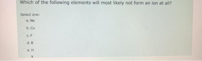 Solved Which of the following elements will most likely not | Chegg.com