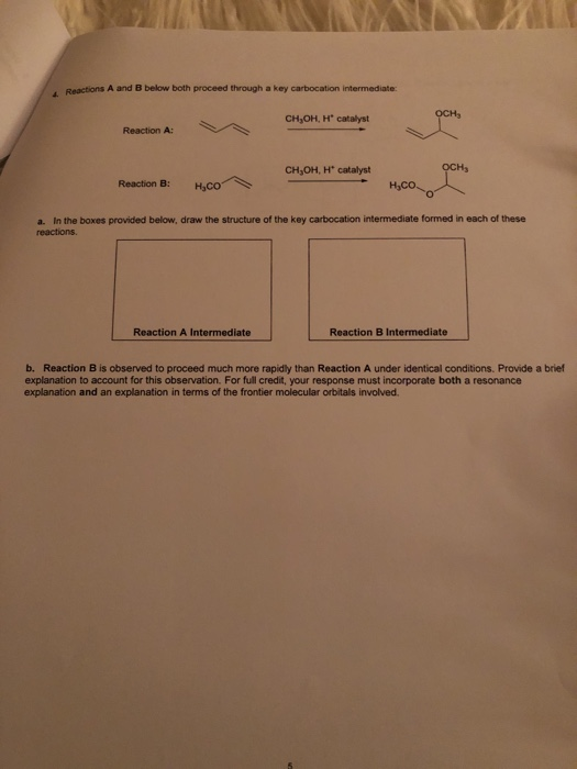 Solved Reactions A And B Below Both Proceed Through A Key | Chegg.com