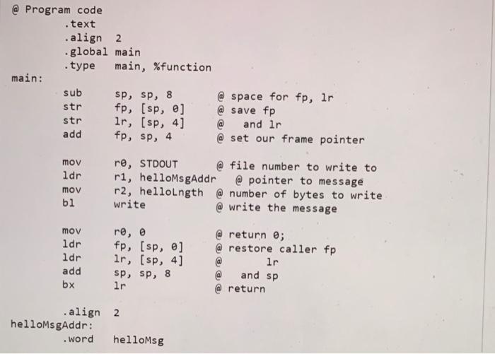 Solved @helloworld2.s @ Hello World program, in assembly | Chegg.com