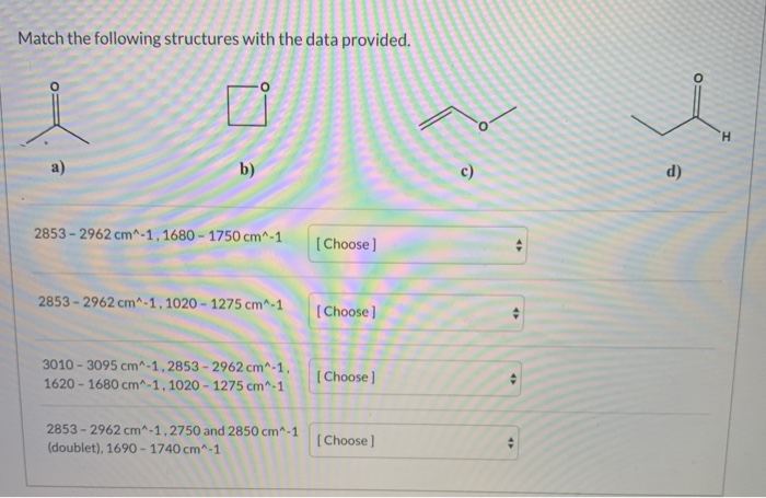 Solved Match The Following Structures With The Data | Chegg.com