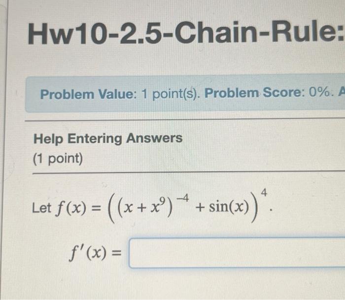 Solved Hw102.5ChainRule Help Entering Answers (1 point)