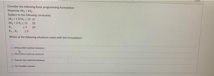 Solved Consider the following linear programming formulation | Chegg.com